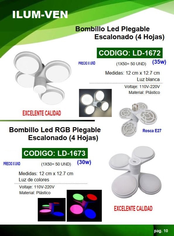 BOMB PLEGAB ESCALONADO 30W BLANC - 4HOJAS - PLAST - COLORES 
