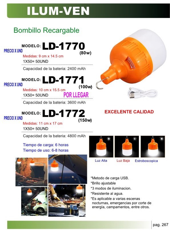 BOMBILLO RECARGABLE (150W) USB