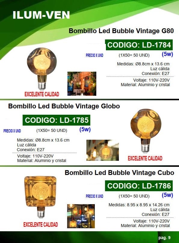 BOMB CUBO LED BUBBLE VINTAGE - CALIDA - 5W - E27