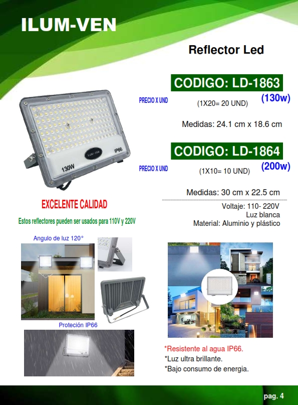 REFLEC 130W - 24X18CM - 6500K - ALUM PLAST - IP66 - 110-220V