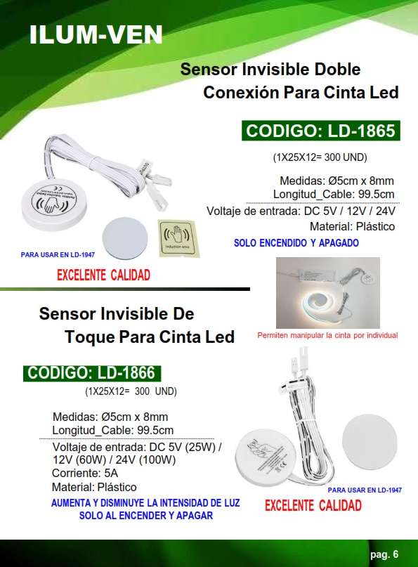 SENSOR INVISIBLE PLAST DOBLE CONEXIÓN P/CINTA LED - ACCES 19