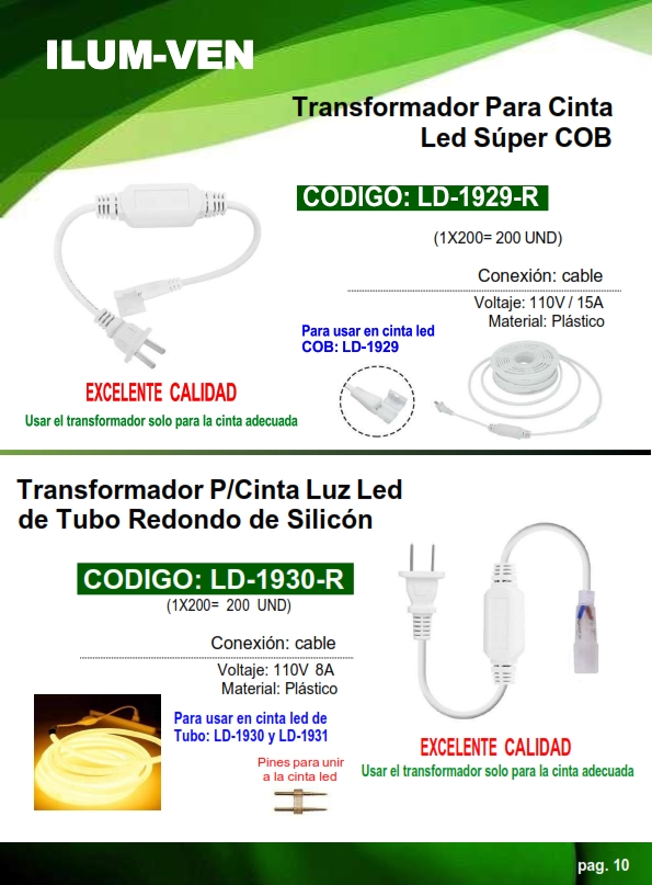 TRANSFOR P/CINTA LED - 15AMP - SUPER COB 1929
