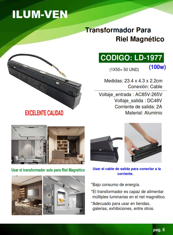 TRANSFORMADOR PARA RIEL MAGNETICO - 48V - 2AMP - ALUM