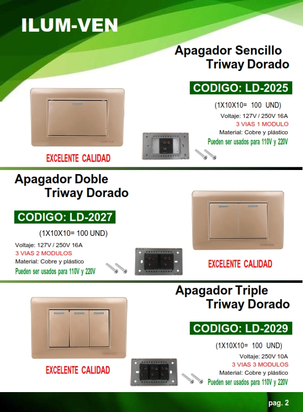 APAGADOR SENCILLO THREEWAY DORADO
