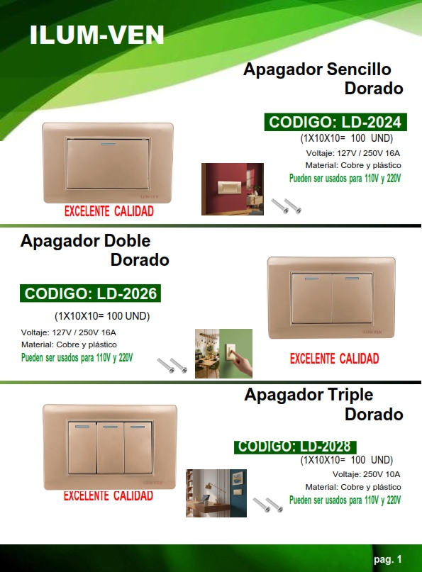 APAGADOR TRIPLE DORADO