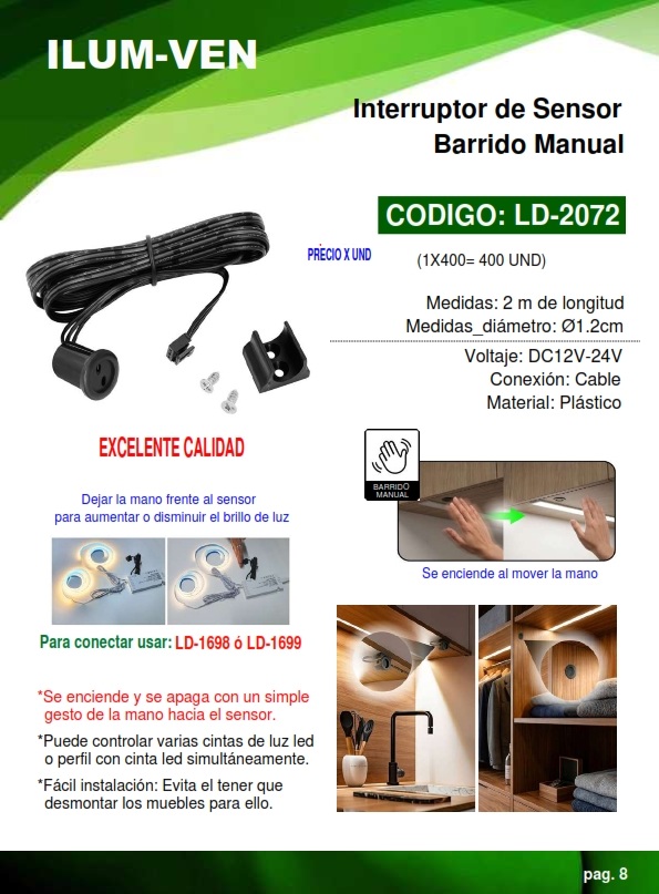 SENSOR INTERRUP BARRIDO MANUAL 12-24V - 2MTS - 1,2CM - PLAST