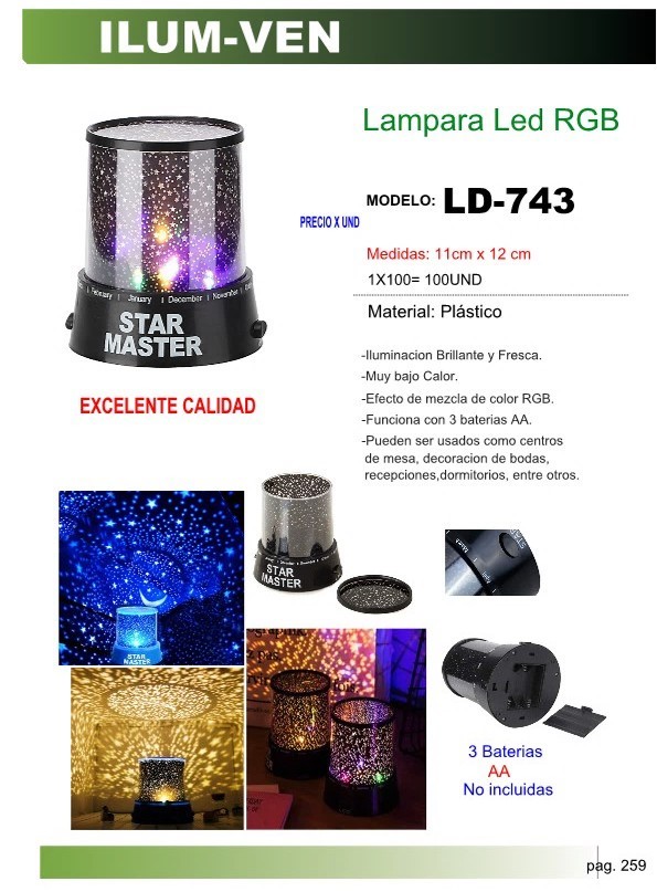 LAMP LED RGB 11X12CM BAT AAA NO INCLUID PLAST