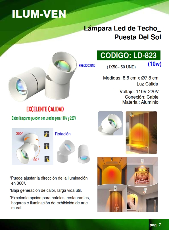 LAMP D/TECHO BLANCA 15W - CALIDA 3500K - 8,6X7,8CM 360° - AL