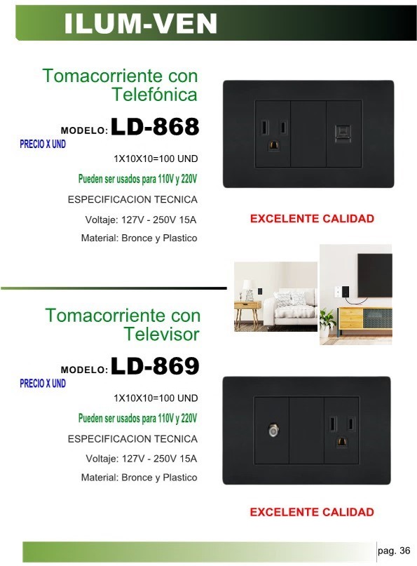 TOMACORRIENTE SENCILL C/TIERRA  C/ PTO TV NEGRO