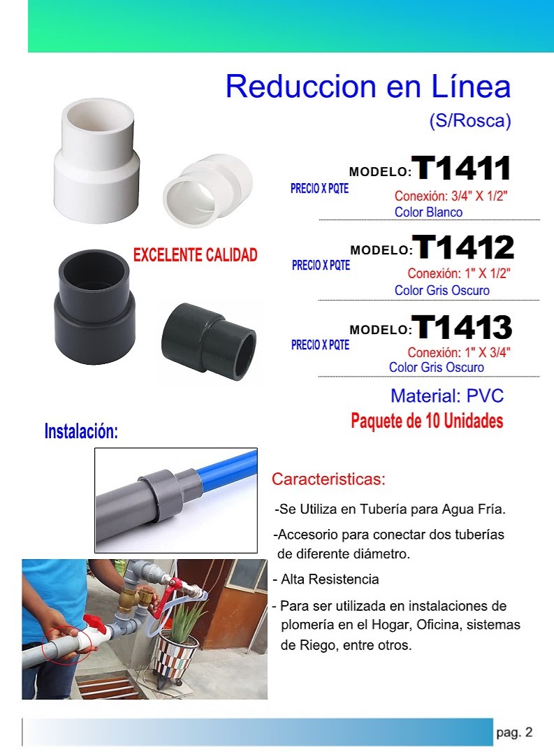 REDUCCION L PVC PRES 1 X 3/4 CXC (PQT10