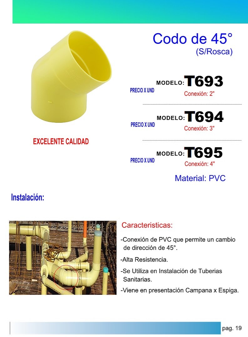 CODO 2 X 45° PVC ALTA RESISTENCIA