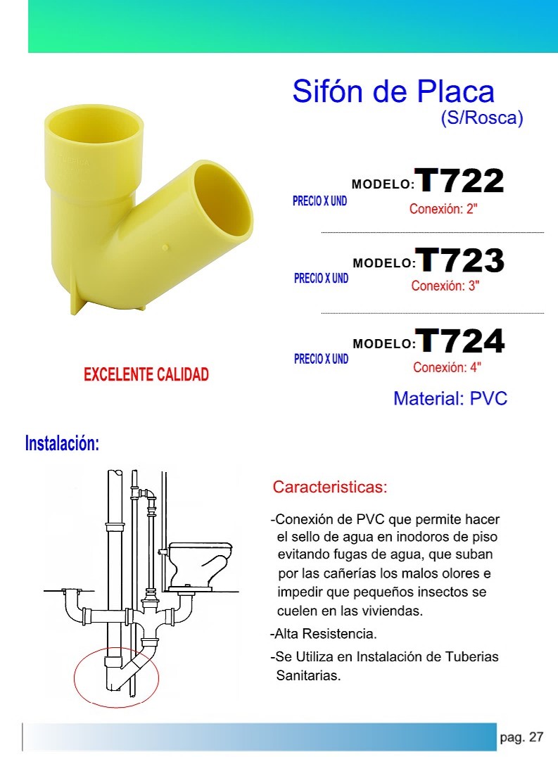 SIFON DE PLACA 4 PVC ALTA RESISTENCIA