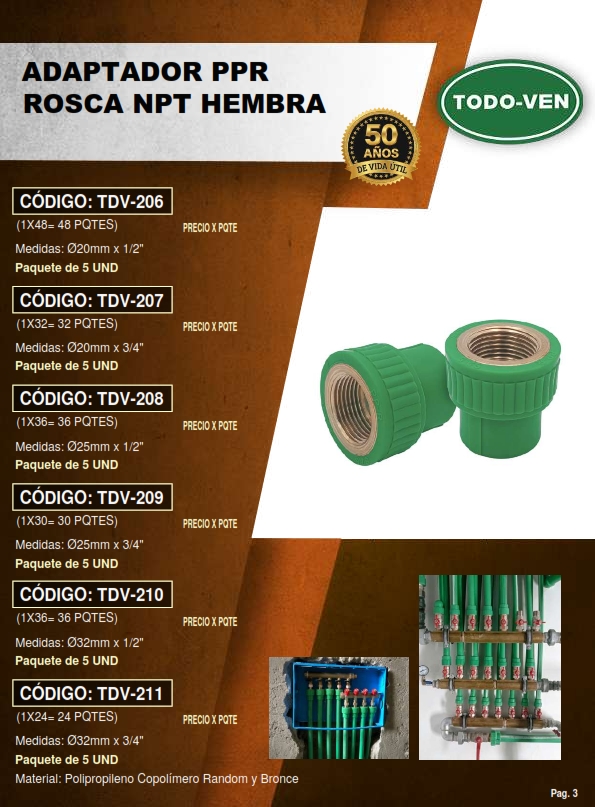 ADAPT PPR - 32MM X 3/4 NPT HEMBRA - 5UND