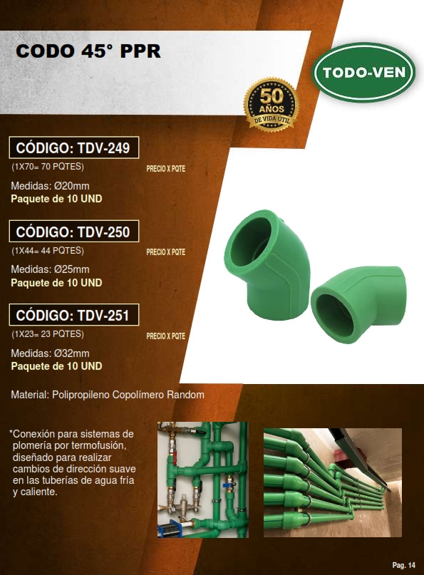 CODO 45° PPR - 20MM - 10UND