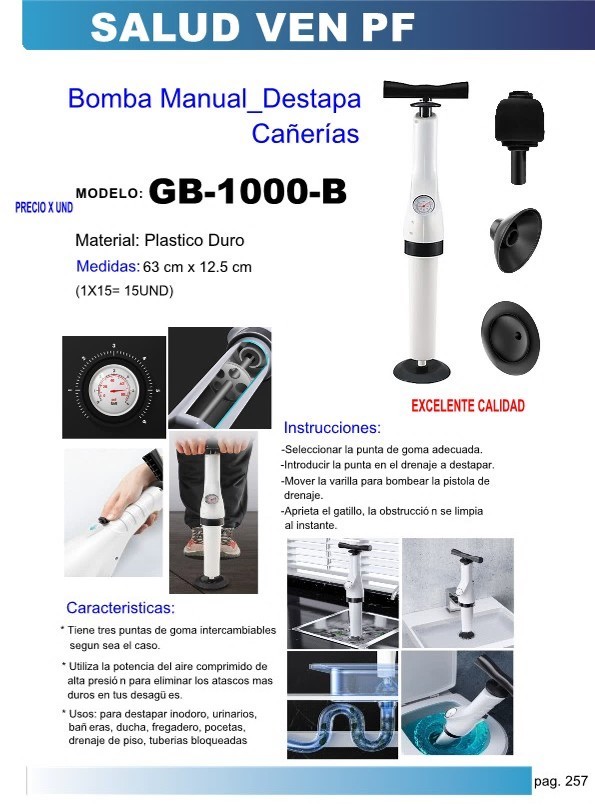 BOMBA MANUAL DESTAPA CANERIAS