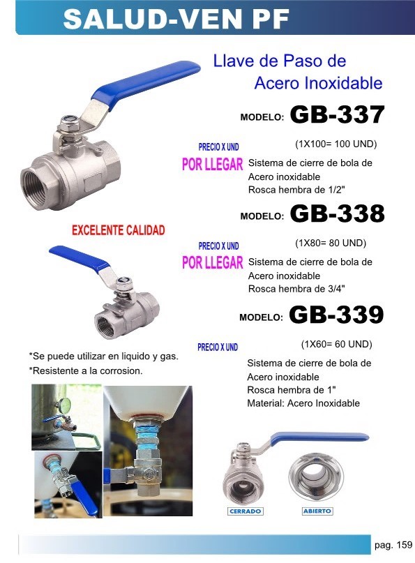 LLAVE PASO ACERO INOX 1/2