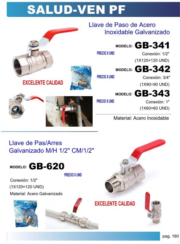LLAVE PASO 3/4 ACERO INOX GALVANIZ
