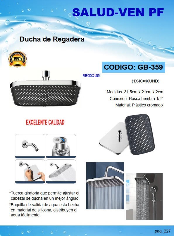 DUCHA REGADERA - PLAST CROMADO -1/2 - 31X21CM