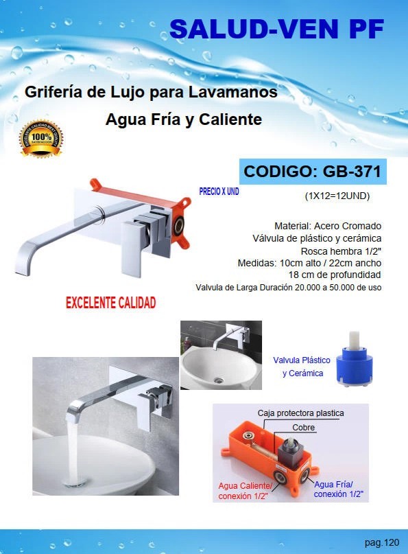 GRIF LUJO LAVAMAN CUADRAD ACERO CROMAD FRIA/CAL 22X10CM