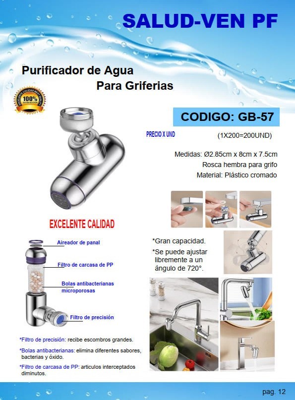 PURIFICADOR AJUSTABLE P/GRIFERIAS - 8CM - PLAST CROMADO