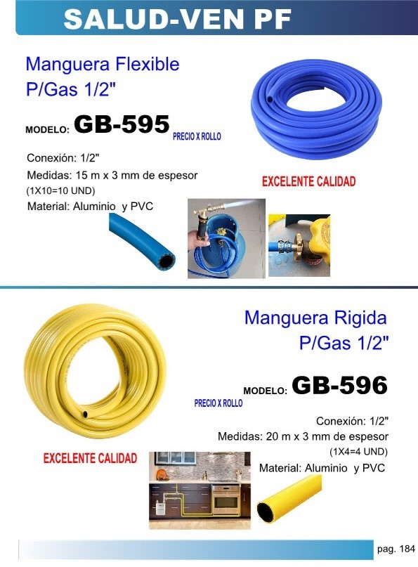 MANGUERA RIGIDA P/GAS 3/8" x 15mts x 3MM MAX=20BAR (ROLLO) P