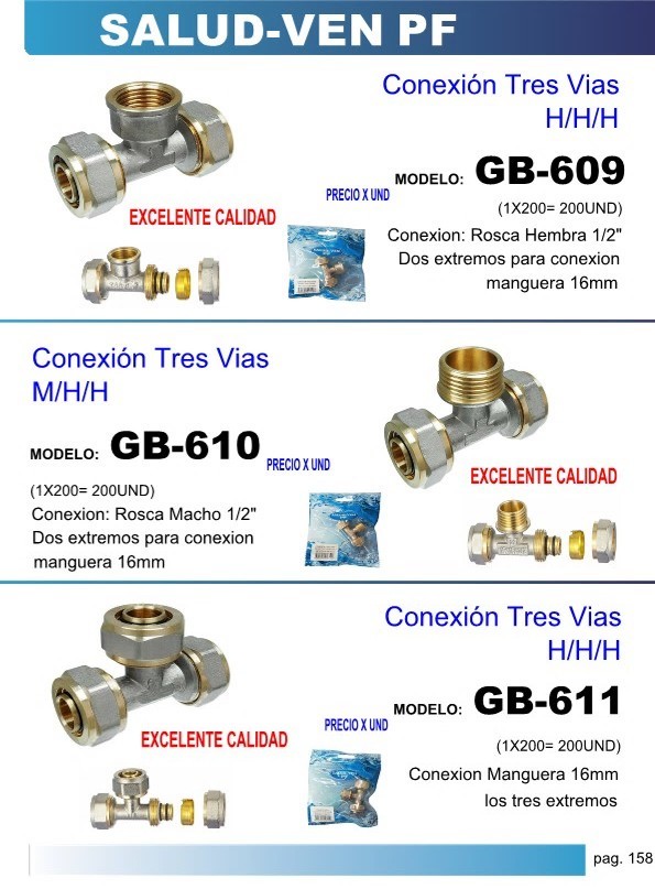 CONEXION TRES VIAS 1/2 TRIPLE HEMBRA P/MANGUERA 16MM /H