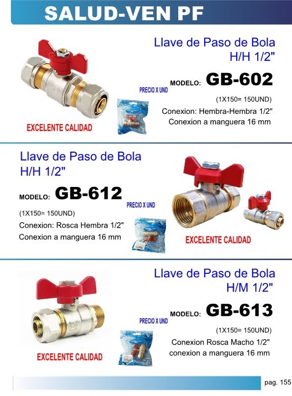 LLAVE PASO BOLA HEMBRA 1/2" X HEMBRA P/MANGUERA 16MM