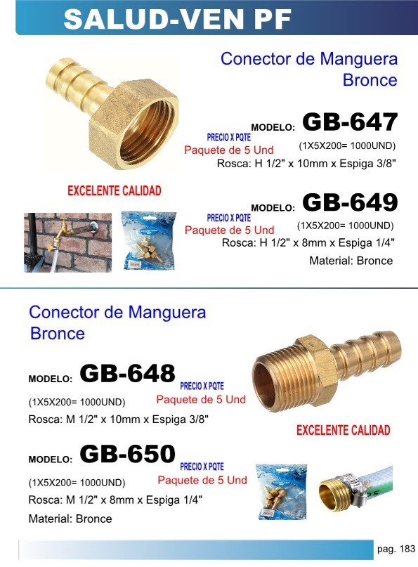 CONECTOR P/MANGUERA BRONCE M 1/2" X ESPIGA 3/8" (5UND)