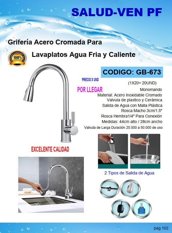 GRIF ACERO LAVAPLATOS AGUA F/C CROMADA 44X28CM EXTRAIBLE