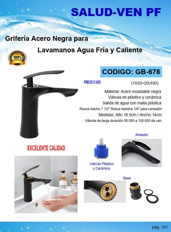 GRIF LUJO LAVAM F/C 18X14CM ACERO NEGRO