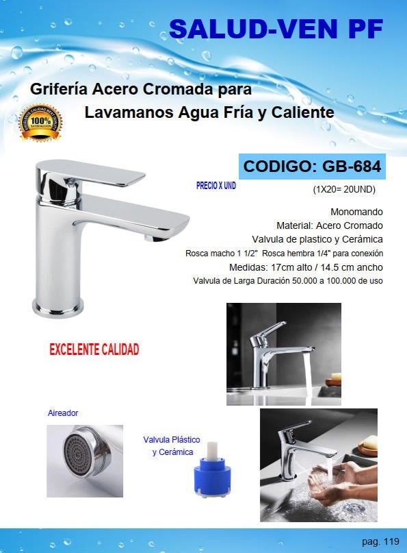 GRIF P/LAVAM - F/C - ACERO CROMADO 17X14,5CM
