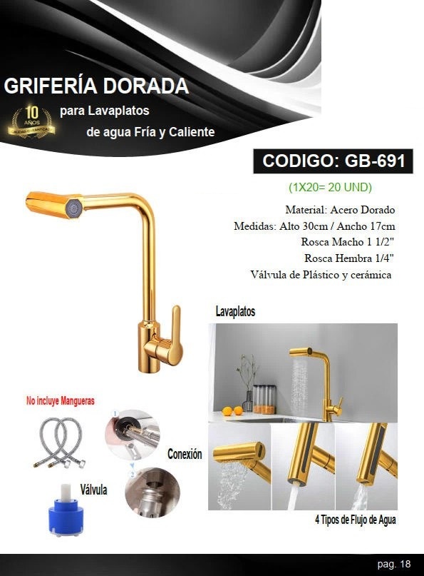 GRIF LAVPL/CLL/GIRATORIA/FR/CAL 30X17CM,ACERO DORADO 1/2 - 4