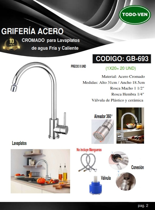 GRIF LUJO LAVAM F/C - CISNE - 31X18CM ACERO CROMADO
