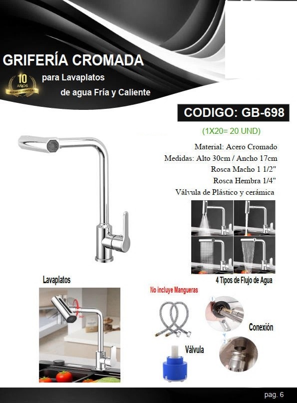 GRIF LAVPL/CLL/GIRATORIA/FR/ CAL,30X17CM,ACERO CROMADO 1/2 -