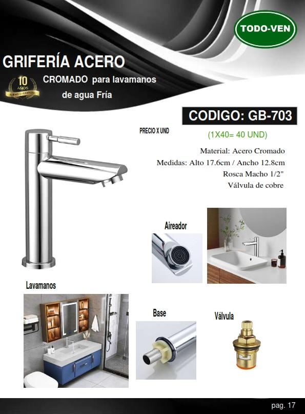 GRIF LAVAM/CLL/CIS/FRIA/17X12CM, ACERO CROMAD 1/2