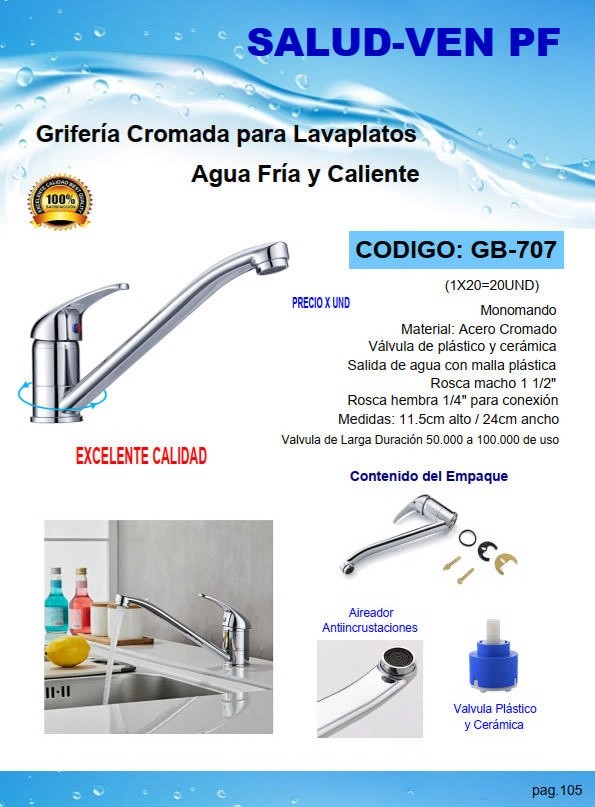 GRIF P/LAVAPL CORTA ACERO CROMAD AGUA FRIA/CAL 11,5X24CM