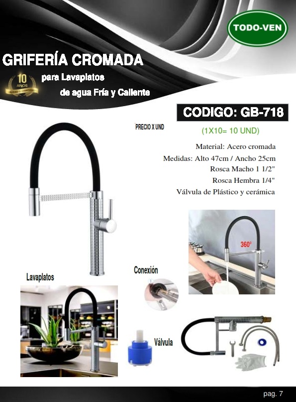 GRIF LAVAPL/CL/FR 47X25CM - ACERO CROMADO - FLEX SILICON NEG