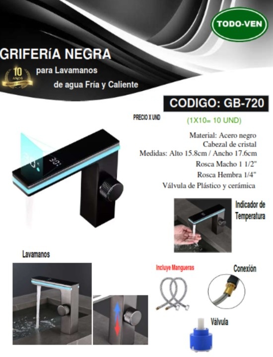 GRIF LAVAM/CL/FR 15,8X17,6CM, CRISTAL - INDICA TEMP - ACERO 