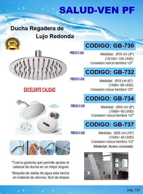 DUCHA REG INOX/CROM 1/2 X 3.8" RED