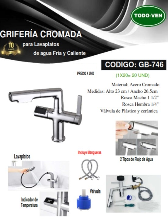 GRIF LAVAPL/CL/FR 23X26CM - INDICA TEMP - MULTIFLUJO - ACERO