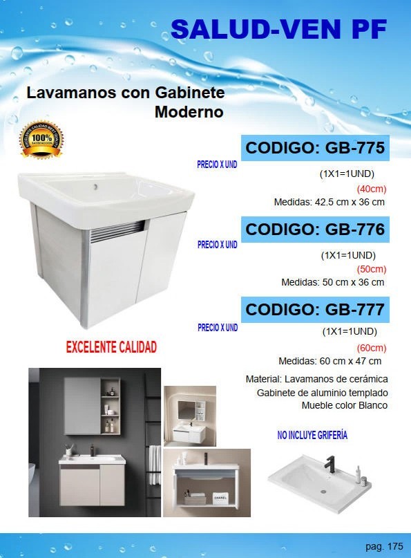 LAVAMANOS CERAMICA C/GABINETE ALUM - 40CM - 42X36CM