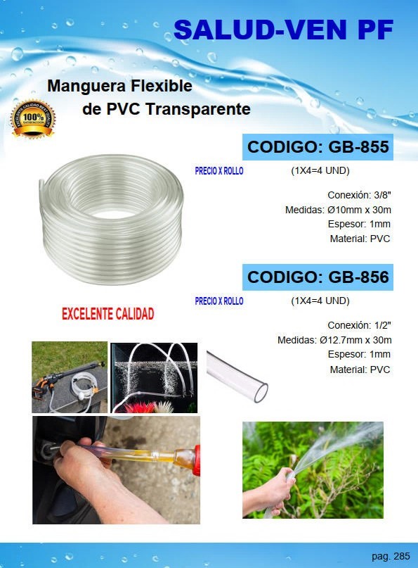 MANGUERA FLEXIBLE TRANSPARENTE PVC - 1/2"X30MTS - 1MM
