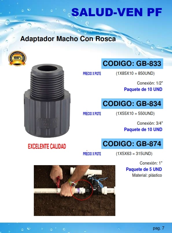 ADAPTADOR MACHO 1"              (PAQ 5UND)