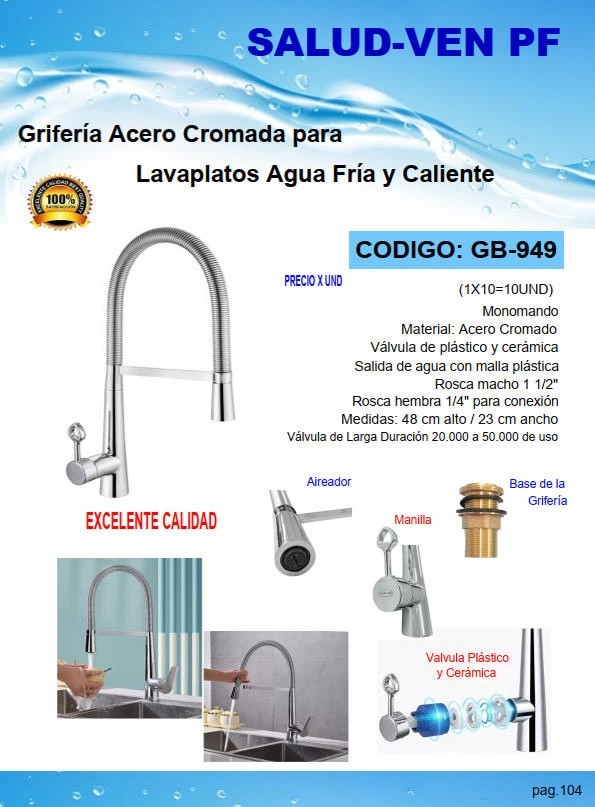 GRIF P/LAVAPLATOS AGUA F/C ACERO CROMADA - 48x23CM