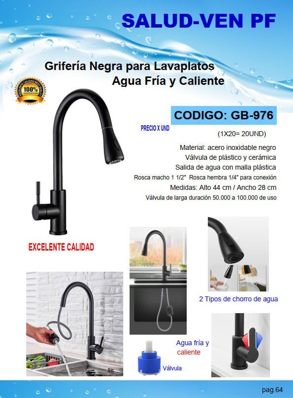 GRIF LAVPL/CLL/EXTRAIBLE CURV/FR/CAL,44X28CM ACERO INOX NEGR