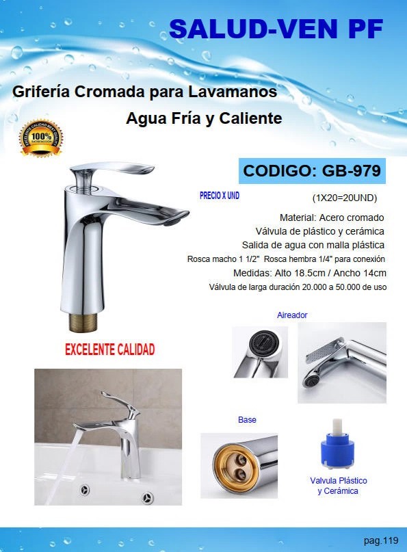 GRIF LUJO CROMADA P/LAVAM OVAL AGUA FRIA/CAL 18,5X14CM