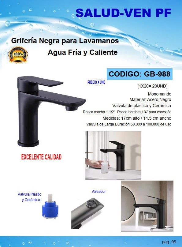 GRIF P/LAVAM - F/C - ACERO NEGRO 17X14,5CM
