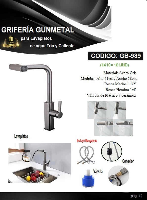 GRIF LAVPL/CLL/GIRATORIA/FR/CAL 41X18CM,ACERO GRIS  1/2 - 4 