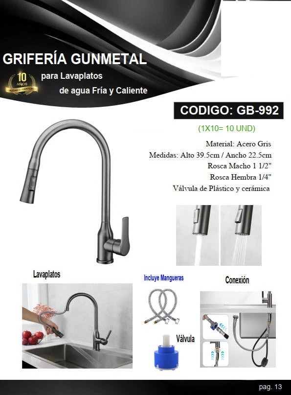 GRIF LAVPL/CLL/EXTRAIBLE CURV/FR/CAL,39X22CM ACERO GRIS 1/2