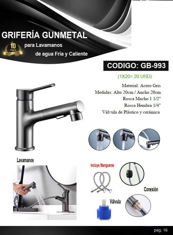 GRIF LAVPL/CLL/REC/EXTRAIBLE/FR/CAL,20X20CM ACERO GRIS 1/2